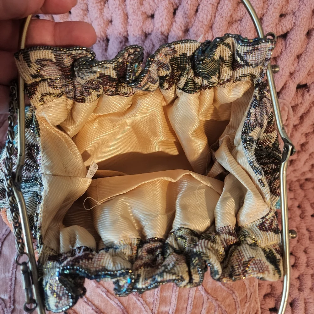 Floral Embroidered Clutch with Gold Accents